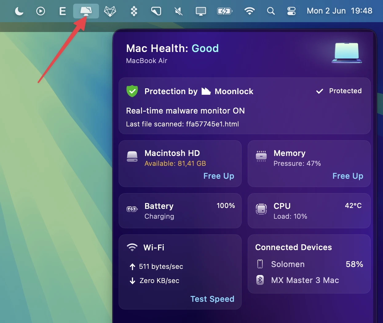 a smaller health monitor tab