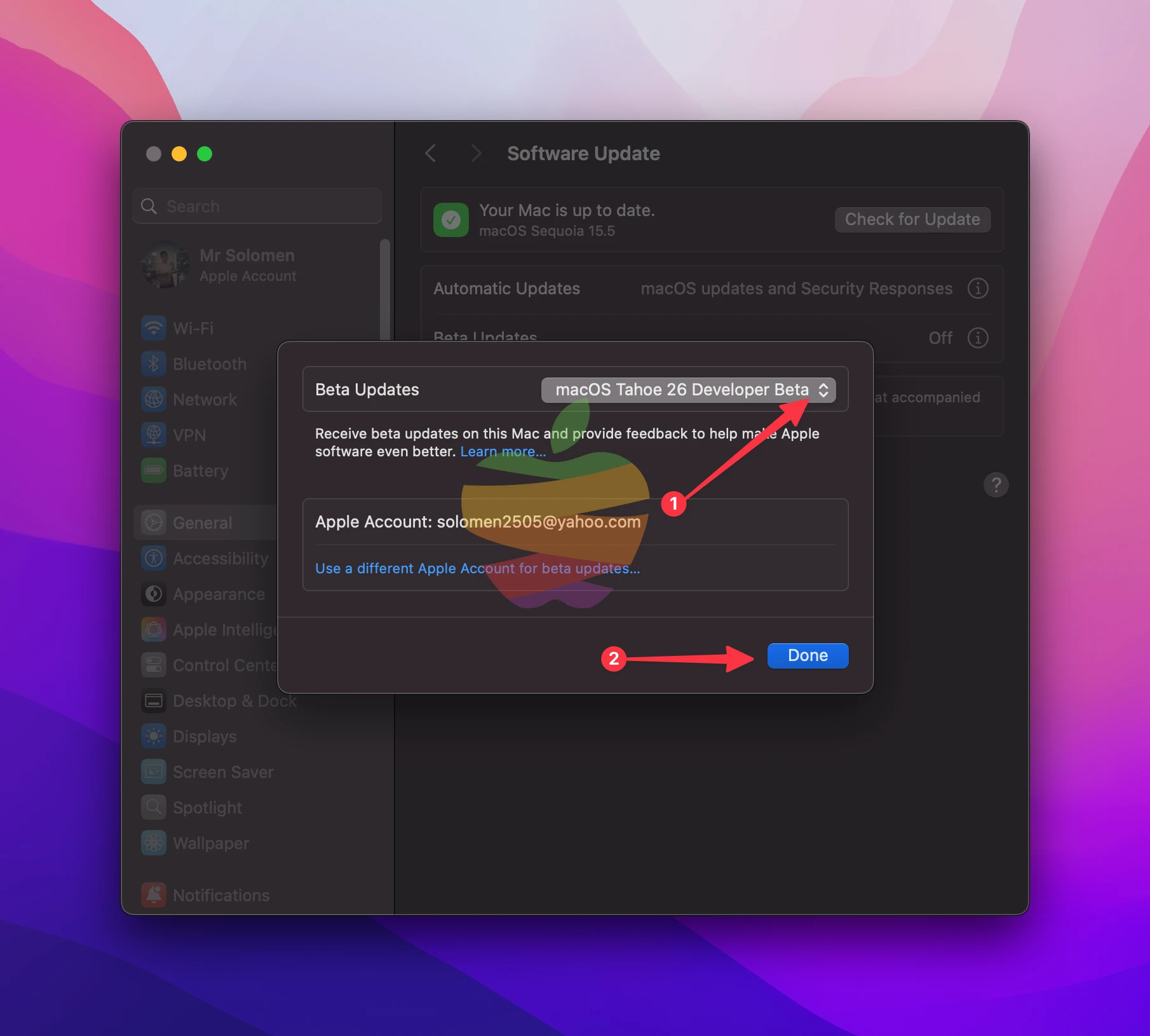 macOS Tahoe Developer Beta