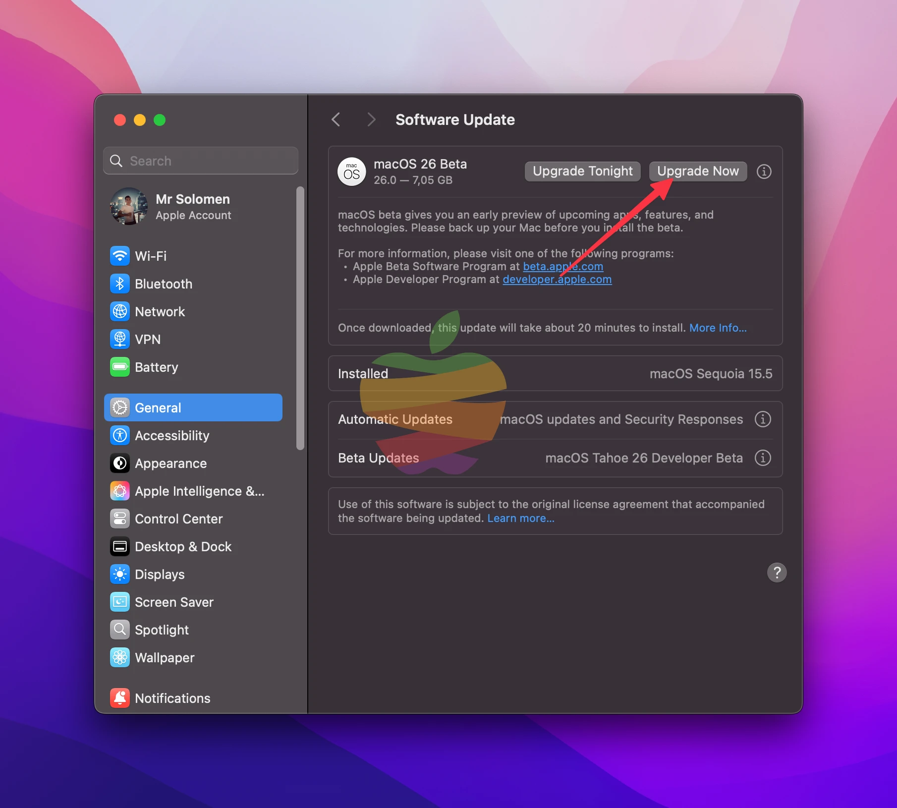 macOS Tahoe Developer Beta