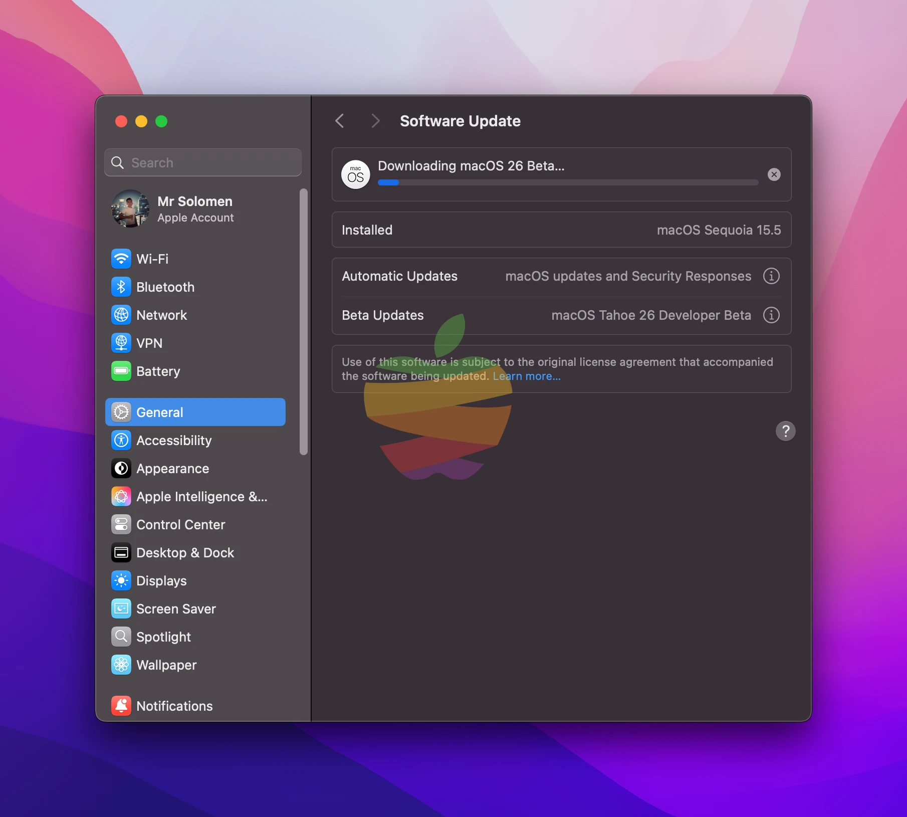 macOS Tahoe Developer Beta